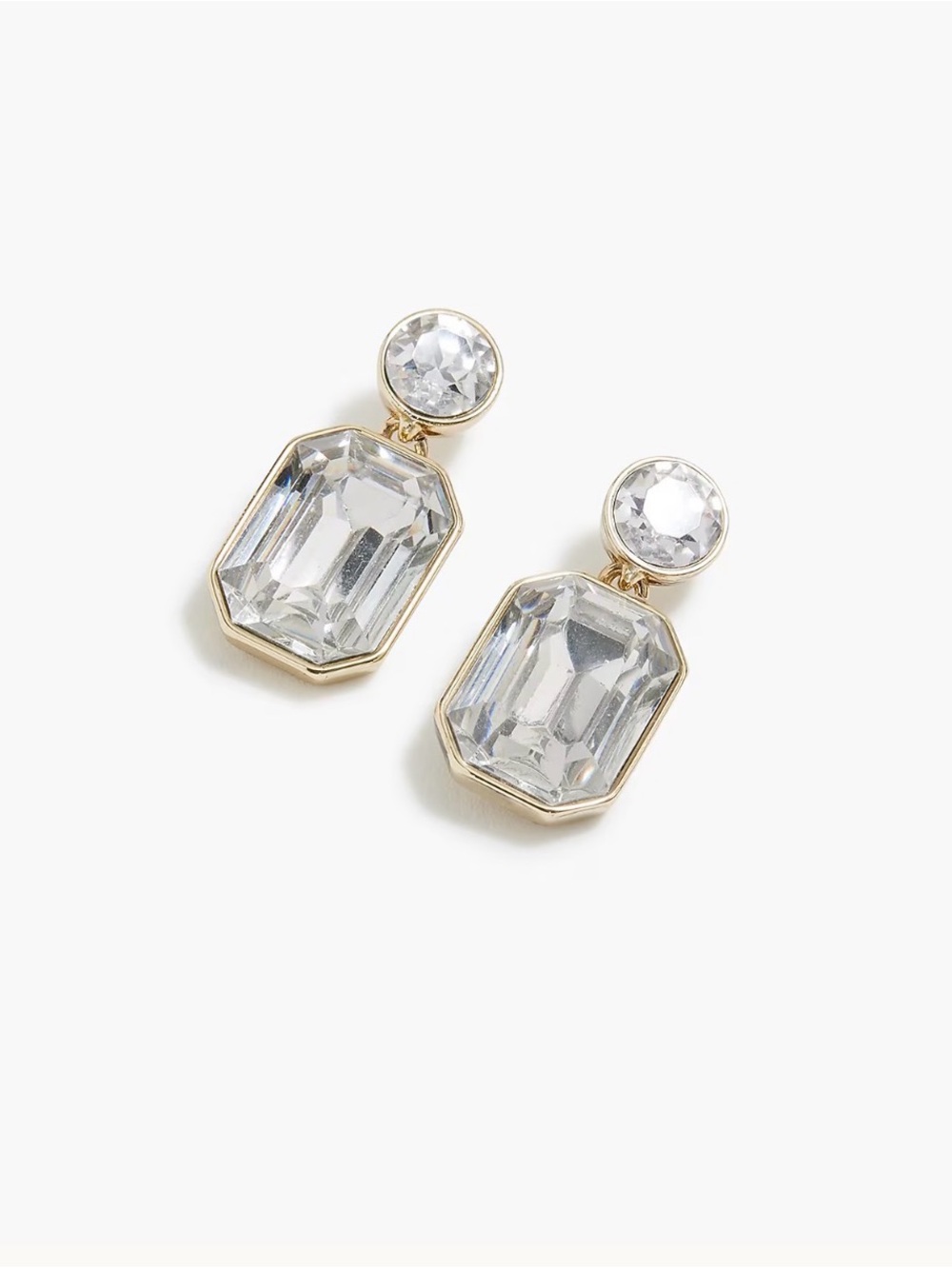 J. Crew Gold and Crystal Drop Earrings
